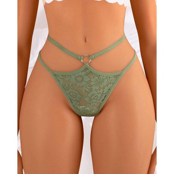 🆕Women's Green Glitter Underwear Breathable Strappy Lace Sexy Panties Polyamide - Picture 2 of 6